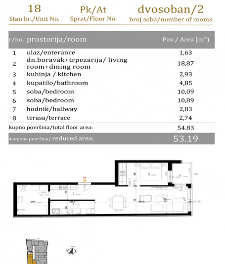 NOVI SAD - BULEVAR EVROPE - 53.46 m2