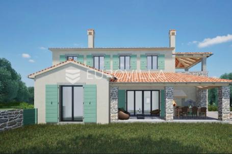 Istra, Nova Vas, moderna kamena duplex kuća 150 m², bazen 32 m², mirna lokacija, pogled more