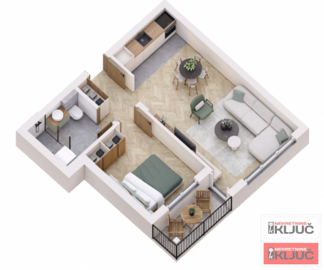 ADICE, 45m2, Dvosoban sa pdv