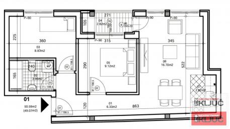 KOD SOMBORSKOG BULEVARA, 51m2, Dvoiposoban sa pdv, Kredit