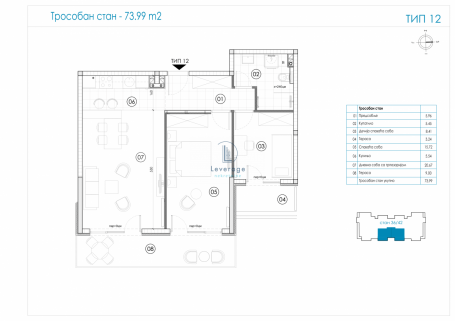 Novogradnja, Ledine, 74 m2