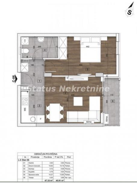 Severni Telep-Lep Dvosoban stan 46 m2 u Pogodnom kraju-povrat PDV-065/385 8880