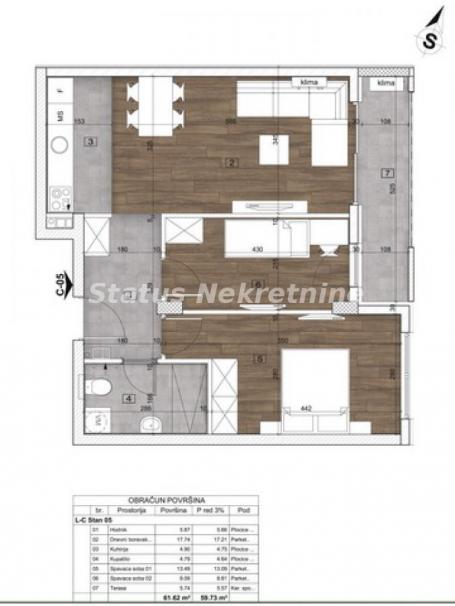 Severni Telep-Lep Trosoban stan 60 m2 u Pogodnom kraju-povrat PDV-065/385 8880