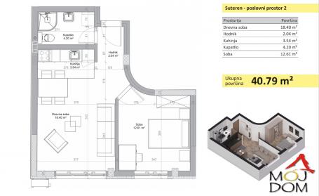 NOVI SAD - NOVO NASELJE - JEDNOIPOSOBAN STAN - 41 m2 - 115,540€