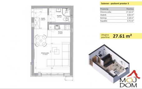 NOVI SAD - NOVO NASELJE - GARSONJERA - 28 m2 - 78,200€