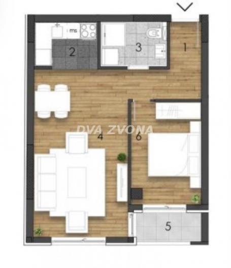 NOVA STAMBENA ZGRADA NA TELEPU-DVOSOBAN STAN 45.35 m2/IV sprat