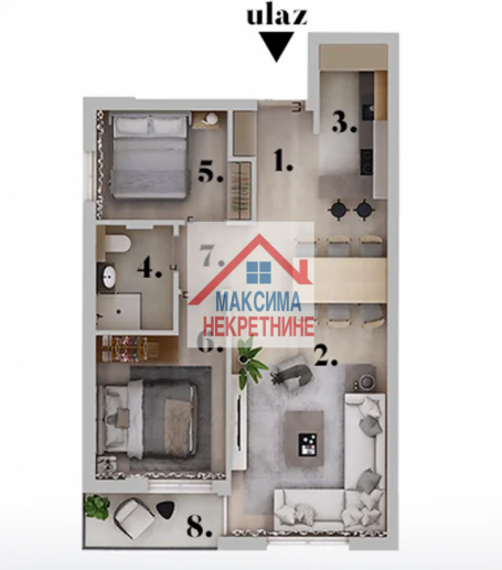 Prodaja, Stan, 58m2 , Adice