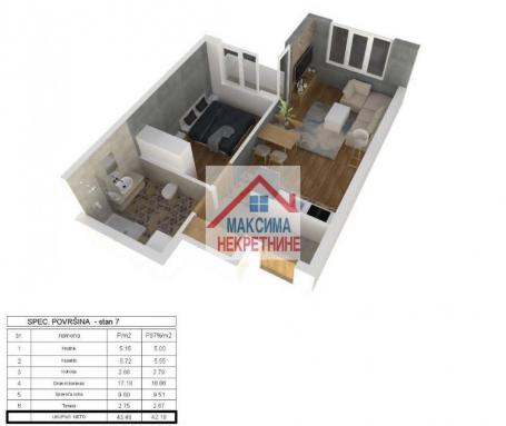 Prodaja, Stan, 44m2 , Adice