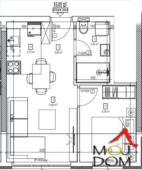 NOVI SAD - SEVERNI TELEP - DVOSOBAN STAN - 33 m2 - 96,900€