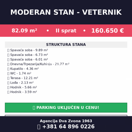MODERAN STAN-82.09 m2- II sprat-Veternik