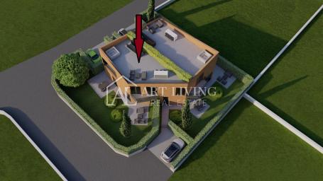 Poreč, okolica - moderna novogradnja, dvosobni stan s velikom krovnom terasom od 52 m2