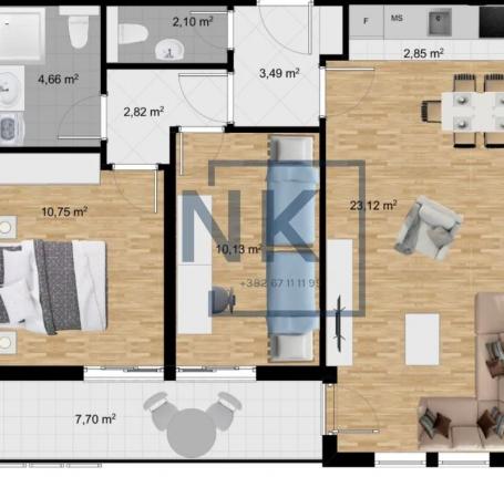 Prodaja | Dvosoban stan | 65m2 | Podgorica, Stari Aerodrom