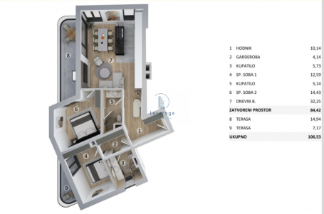 Apartman, Umag, Rožac, 106.49m2