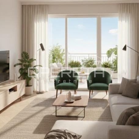 Novogradnja Makarska, 87,7 m2 dvosoban stan s balkonom 23,55 m², blizina centra
