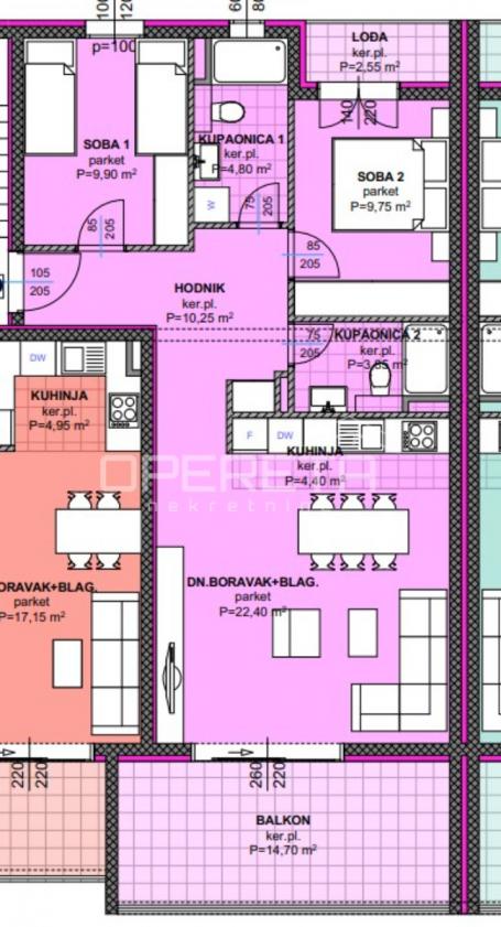 Novogradnja Makarska – Dvosobni stan 82,60 m² s balkonom i pogledom na more