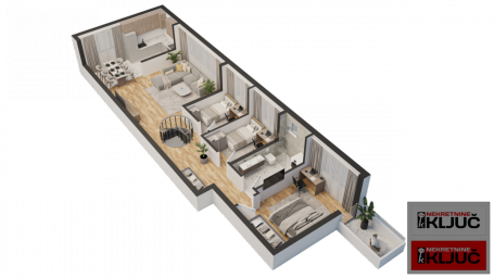 TELEP, 87m2+55m2, krovna terasa, Troiposoban-Penthouse sa pdv