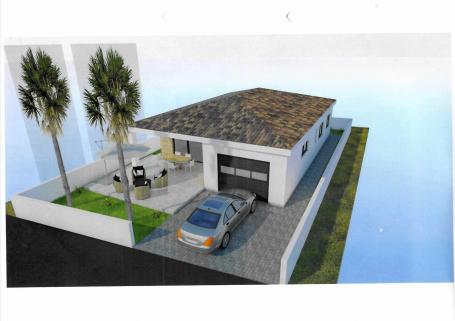 Nekretnina u izgradnji novogradnja projekt  2026 prizemnica s garažom. 