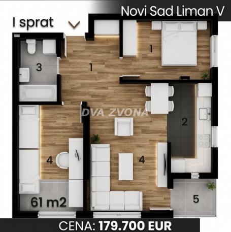 NOV, MODERAN STAN-LIMAN V  – 61 m², PRVI SPRAT