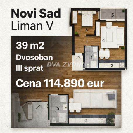 NOV, MODERAN STAN-LIMAN V  – 39 m², PRVI SPRAT