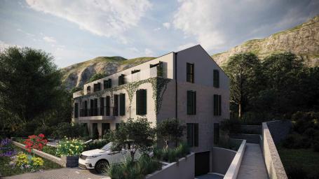 One bedroom apartment with terrace in a new complex 90 meters from the sea, Kotor Bay