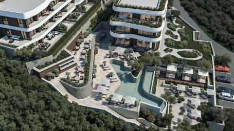 Fully furnished apartment with a terrace in a new complex in Rezevici - Budva Riviera at the lowest 