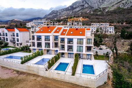 Luxury townhouses with sea view in a gated community in Budva Riviera