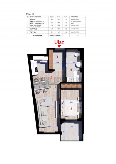 Stan 38,65 m2, drugi sprat - Kragujevac, Aerodrom, u izgradnji