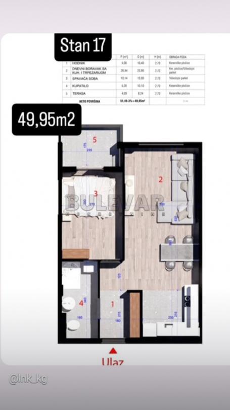 Stan 50 m2, treći sprat - Kragujevac, Aerodrom, u izgradnji