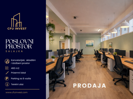 Višenamenski poslovni prostor 460m2 sa parking mestima na izuzetnoj lokaciji