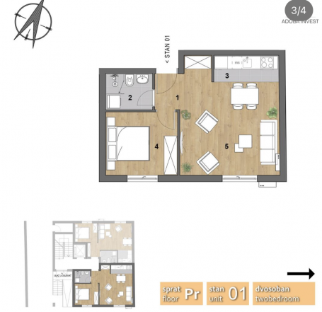 NOVI SAD - BULEVAR EVROPE - 39.72 m2