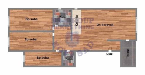 Troiposoban stan u Veterniku, 76m2