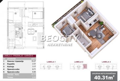 Novi Sad, Veternik, STAN - GARAŽA, 3.0, 41m2, 80000EUR