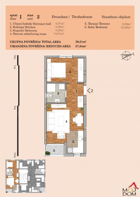 NOVI SAD - TELEP - DVOSOBAN STAN - 38 m2 - 120,050€