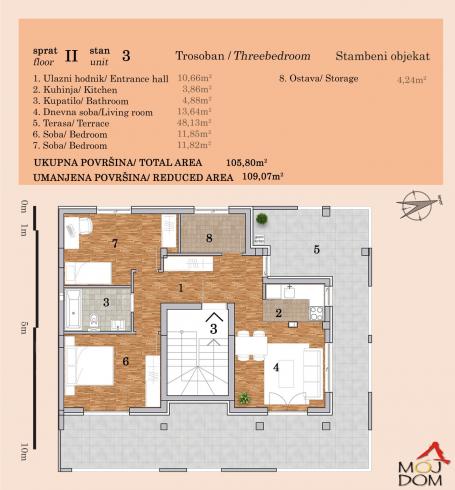 NOVI SAD - TELEP - ČETVOROSOBAN STAN - 106 m2 - 311,650€