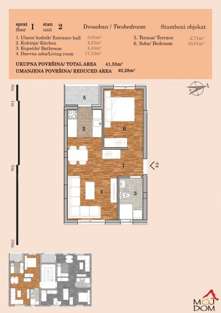 NOVI SAD - TELEP - DVOSOBAN STAN - 40 m2 - 127,800€
