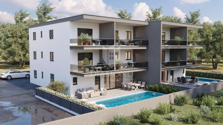 Novigrad, stan s bazenom i 3 spavaće sobe 800 m do mora!