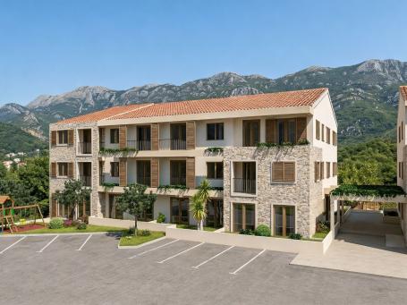 Jednosoban stan 43.60m² u luksuznom kompleksu Palazzo Jaz sa bazenom – Kovačko Polje, Kotor (Mogućno