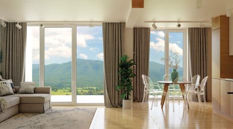 Apartments in a new residential complex with a swimming pool near the sea, 