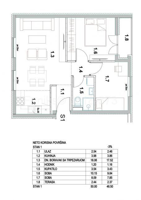 Prodaja novogradnje Borča 48m2
