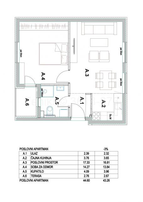 Prodaja novogradnje Borča 43,27m2