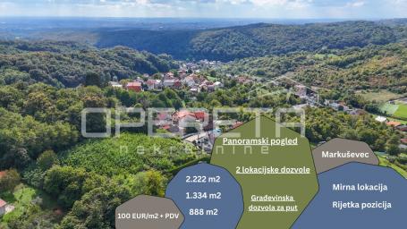 Markuševec, zemljište s panoramskim pogledom i dozvolom, 2.222 m2