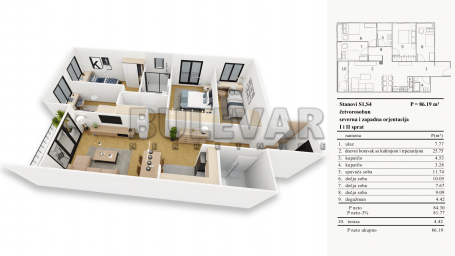 Novogradnja u blizini Doma zdravlja 4.5, 86.19 m2