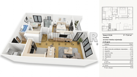 Novogradnja u blizini Doma zdravlja 2.5, 72.41 m2