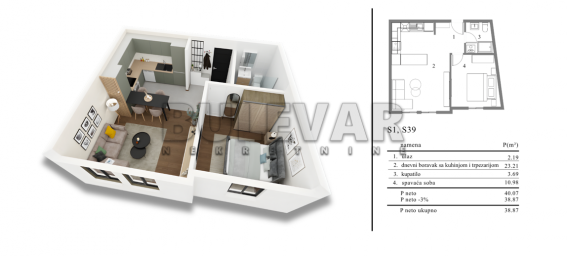 Novogradnja u blizini Knjaževačke, 1.5, 38.87 m2