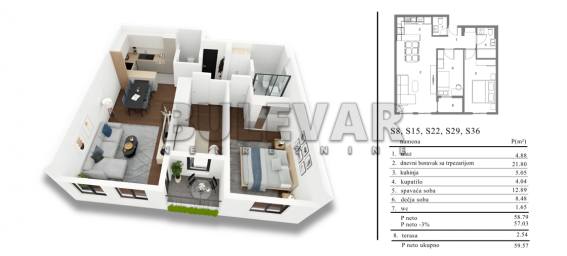 Novogradnja u blizini Knjaževačke, 2.5, 59.57 m2