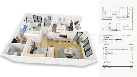 Novogradnja u blizini Doma zdravlja 2.5, 72.41 m2