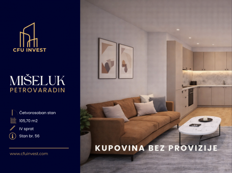 Četvorosoban stan 106m2 u izgradnji na Mišeluku sa PDV-om