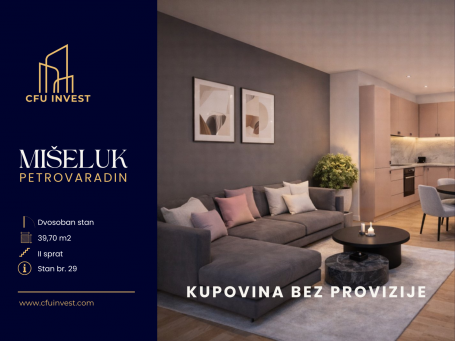 Dvosoban stan 40m2 u izgradnji na Mišeluku sa PDV-om