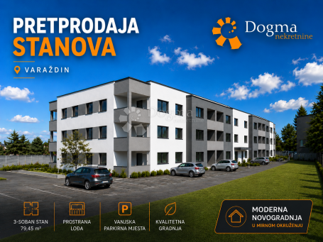Pretprodaja stanova – moderan stan s vrtom u Varaždinu | 58,75 m² + loggia + 159 m² vrta