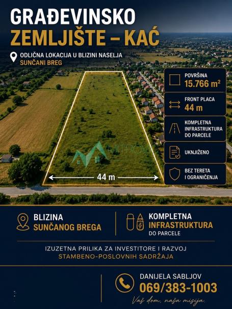  Kać - Zemljište u građevinskom području, površina 15.766 m2 - šifra nekretnine: 7000164 